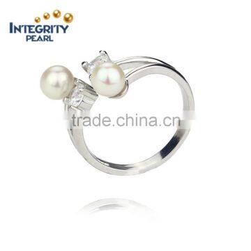 Fashion freshwater sterling silvR AA 5-5.5mm round pearl ring 925