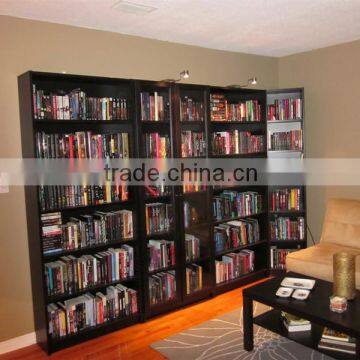 Black wall glass door bookcase