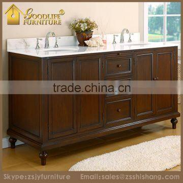 Classic Hotel Bathroom Wooden Bathroom Granite Vanity Top with Double Sinks