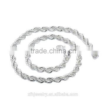 Unisex twisted rope chain necklace latest design of wholesale 925 sterling silver