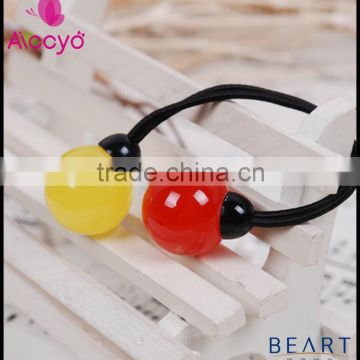 Wholesale Kids Fashion Elastic Hair Band Acrylic Beads Decorative Soft Baby Hair Tie