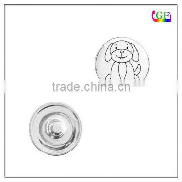 Antique Silver Puppy Dog Snap Charms for for DIY Button Bracelets