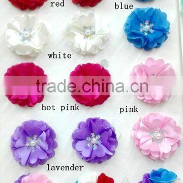 chiffon flowers with pearl and rhinestone , fabric flowers , DIY hair accessory