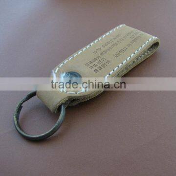 Fashion Square Leather Engraved Metal Keychain