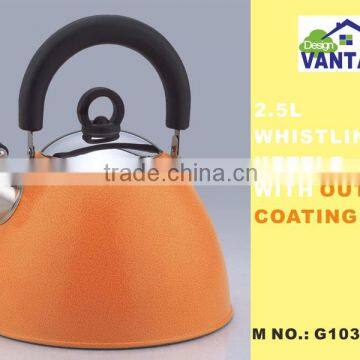 2.5L whistling water kettle tea kettle stainless steel kettle with color coating