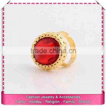 Imitation big gold ruby finger rings, low price rhinestone ring