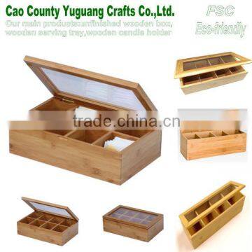 bag tea box with many partitions,accepted customized tea box,cheaper wood tea box
