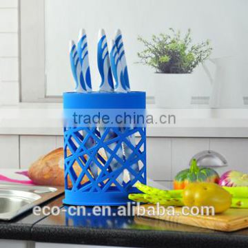 5 pcs colorful knife with PP+ TPR stand