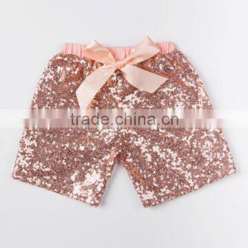 Hot sale sequin baby girl shotrs cheapest price fancy design with bow knot from Kapu manufacture