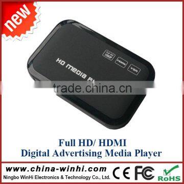 Plastic shell VGA YPbPr HDMI mini advertising media box hd 720p porn usb sd card car video player