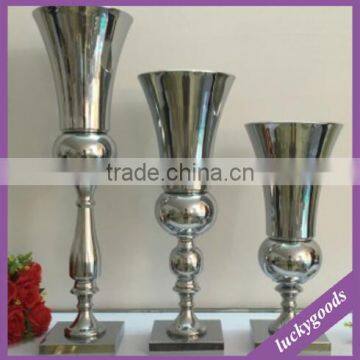 small MOQ hotel decor silver metal vase wholesale