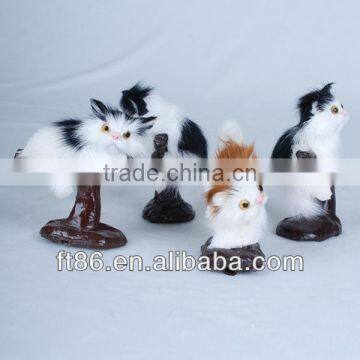 Decorative Animal Statues Animated Decoration Lifelike Cat Plush Toy