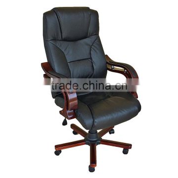 Black Split Leather Office Computer Chair with New Armrest