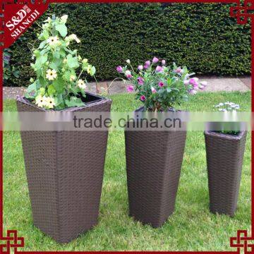 Outdoor Garden Patio Decor Plastic Rattan Plant Pots Tall Large Planters photo-5