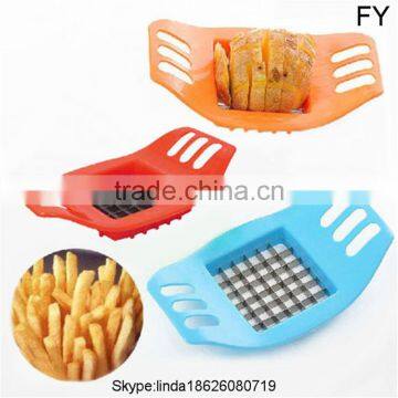 Easy to use stainless steel and plastic manual potato chipper , pototo chips french fries cutter