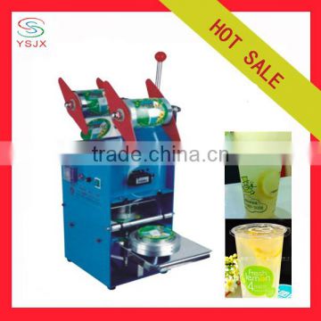 Semi automatic plastic lemon juice cup sealing machine