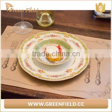 Green Field Leather Like Double Washable Kraft Paper Placemat
