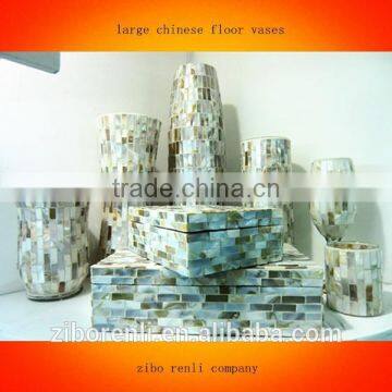 Seashell Mosaic Antique Large Chinese Floor Vases