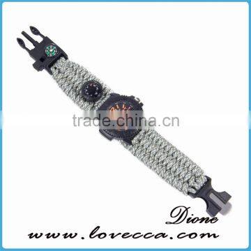 Survival Paracord Outdoor Bracelet Multifunction Watch With Compass Thermometer Whistle photo-4