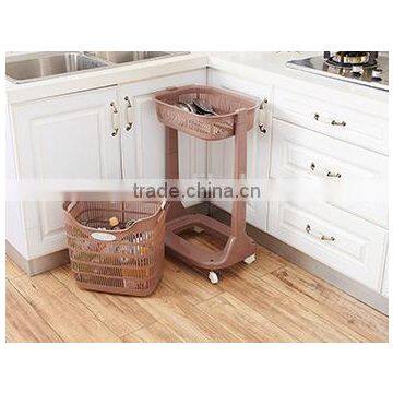 Plastic 1 or 3 Layers Laundry Basket/shelves With Wheels photo-2