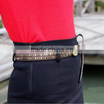 Wholesale New Style Women Lady Waist Belt PU Faux Leather Belt With Two Row Rivet photo-3