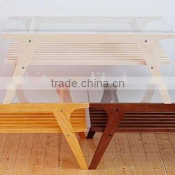Home Furniture Tempered Glass High Quality Wooden Coffee Table