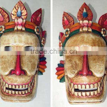 Hand Crafted Wooden Mask of Tribal Face Wall Hanging Made In Nepal photo-4