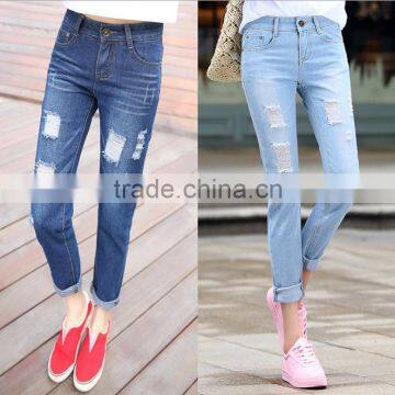 2016 fashion denim jeans hole jeans for ladies