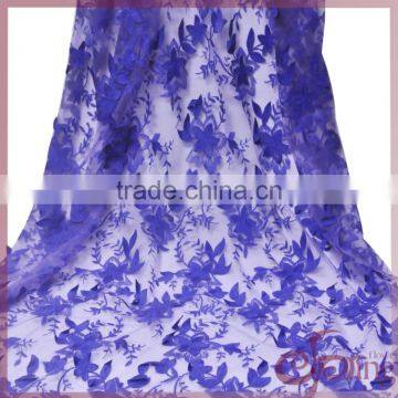 2016 new arrival high quality applique 3D violet floral lace embroidery design