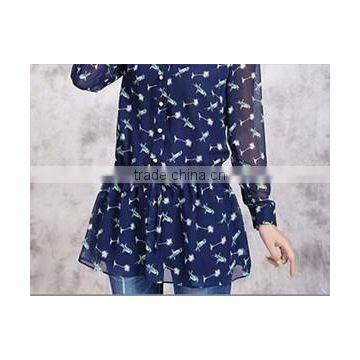 2015 Fashion Chiffon Long Sleeve Chiffon Shirts for Women photo-3