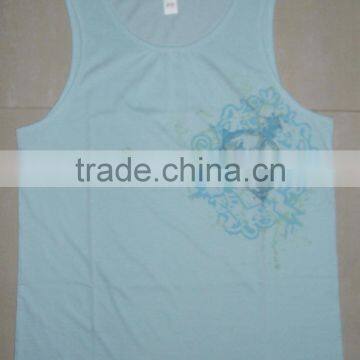 COTTON LADIES TANK TOPS, LADIES SLEEVE LESS CHEST PRINTED TOP