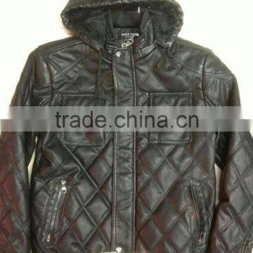 NEWEST TOP FASHION MEN WINTER PU JACKET WITH HOOD photo-6