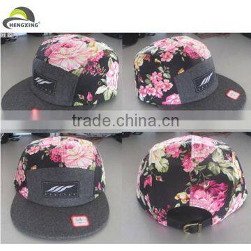 Floral 5 panel hat/5 panel hat custom/5 panel hat wholesale