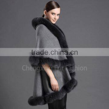 CX-B-P-17C Fur Decora Fashion Italian Cashmere Pashmina Shawl With Fur photo-4