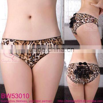 Very hot sale young girls leopard panties with lace & bow