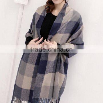 latest over size big fringe women plaid pashmina shawl scarf