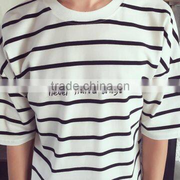 2016 New Fashion All Match Loose Half Sleeve Striped T-shirts photo-2