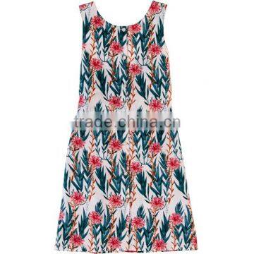 High Quality Summer Flower Printed Mother Daughter Matching Dress photo-3