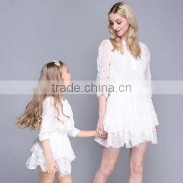 New Style Fall Boutique Girl Clothing Embroidery Layered Dresses Matching Clothes Mother And Daughter photo-2