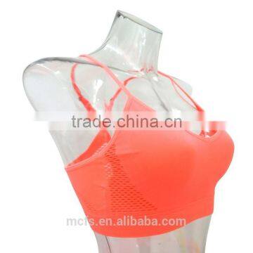 Factory Supply Neon Orange Bra Top Seamless Women Bra Underwear Fashion Sports Bra photo-2