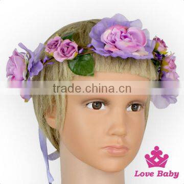 Whloesale Fairy Crown Floral Petals Hair Accessories Flower Garland Bridal Tiara Birthday Headband photo-3