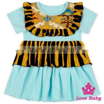 Soft Cotton Stitching Ruffle Baby Tops One Layers With Printed Fabric Short Sleeve Shirts photo-4