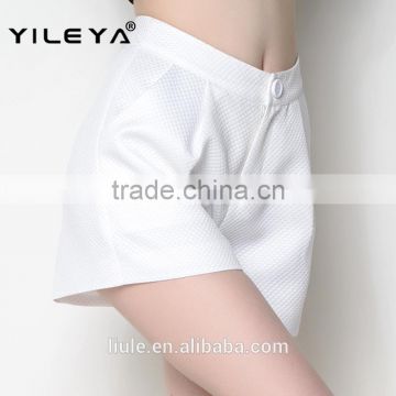 high fashionable 2016 latest high waist casual white shorts women with pockets