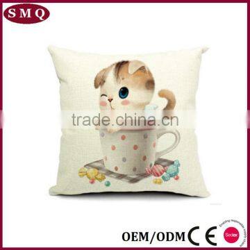 Fresh Style Cute Cat Painting Cotton Pillow Cover photo-2