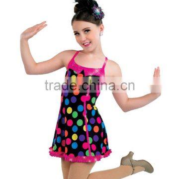 2016 New !!- kids' ballet tap and Jazz colorful polkdot short dresses