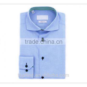 20 years shirt factory customise light blue spread collar long sleeve slimming shirt