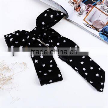 Polyester Multifunction Skinny Scarf Black White Pentagram Star Choker photo-3