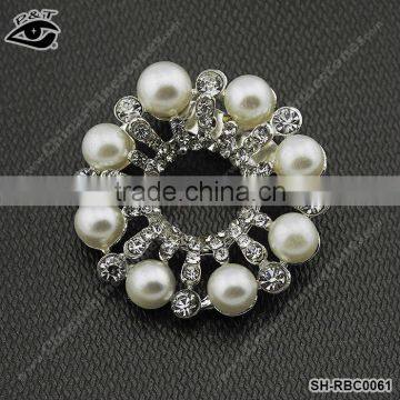 Fashion Shiny Design Rhinestone With Pearl Brooches