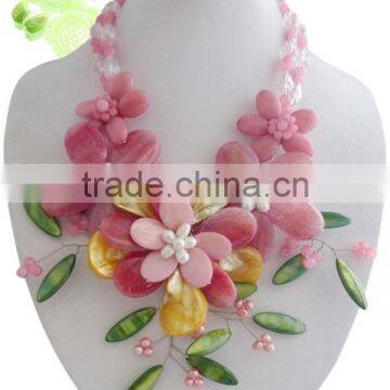 Specially designed for bride!!! Your beauty jewelry necklace with mixed colored shell flower