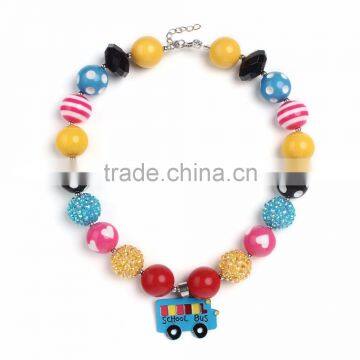 Baby girls chunky bubblegum necklace School Bus M5060606